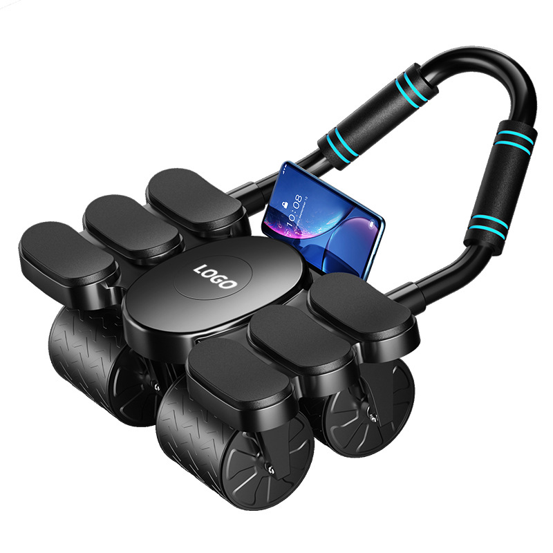 Ab Roller Wheel With Elbow Support - อุปกรณ์ฝึกกล้ามเนื้อหน้าท้องสำหรับผู้ชาย แบบล้อเลื่อนสี่ล้อ รองรับข้อศอกหกจุด กลับคืนอัตโนมัติ ช่วยให้หน้าท้องเรียว