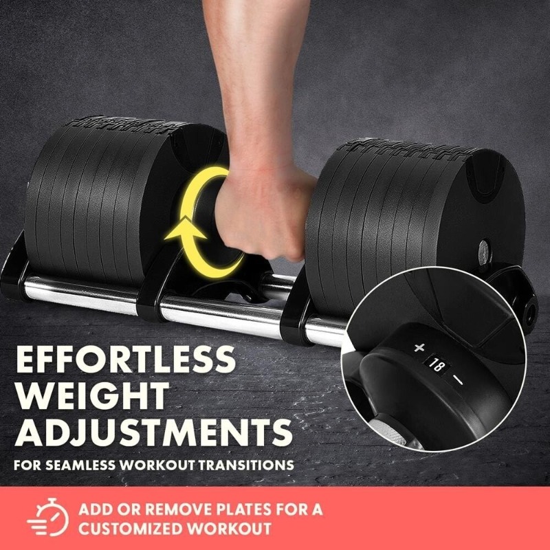 Adjustable Dumbbell Pair 40Kg - ชุดดัมเบลปรับน้ำหนักได้ 70 ปอนด์ อุปกรณ์ออกกำลังกายขนาดใหญ่ ใช้งานง่าย สะดวกต่อการใช้งาน