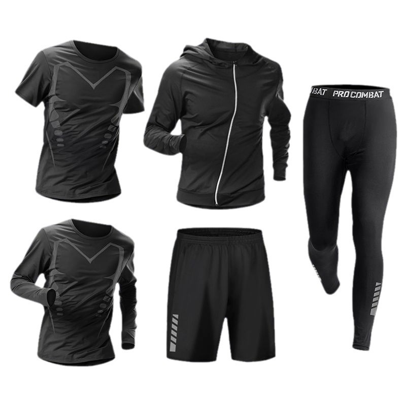 Cycling - ชุดกีฬาผู้ชาย 5 ชิ้น เสื้อฮู้ด แจ็คเก็ต เสื้อท็อป
