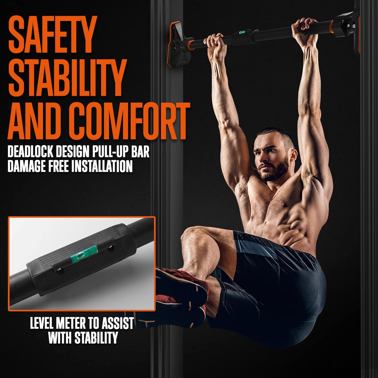 Door Pull Up Bar No Screw - บาร์โหนติดประตูแบบไม่ต้องใช้สกรู ปรับระดับได้ บาร์โหนสำหรับออกกำลังกายที่บ้าน อุปกรณ์ออกกำลังกาย บาร์แนวนอน