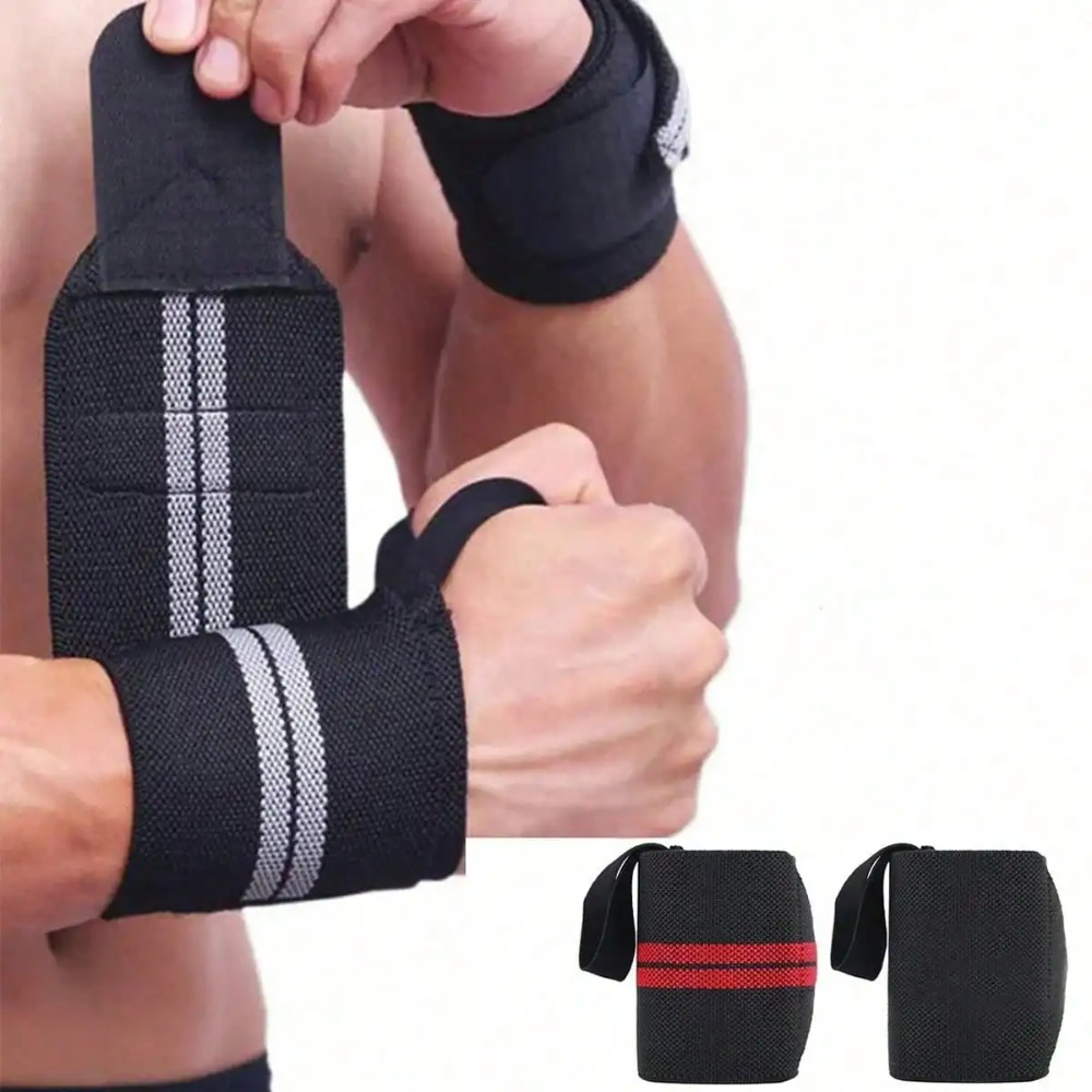 Wrist Wraps Weightlifting Support - สายรัดข้อมือยืดหยุ่น 2 ชิ้น, สายรัดข้อมือป้องกัน, สายรัดข้อมือสำหรับยกน้ำหนักในยิม, อุปกรณ์ป้องกันสำหรับฟิตเนส,