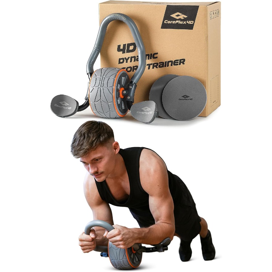 Ab Roller Wheel With Elbow Support - ลูกกลิ้งบริหารกล้ามเนื้อหน้าท้อง CoreFlex4D พร้อมที่รองข้อศอก อุปกรณ์บริหารกล้ามเนื้อแกนกลาง 4D แบบหลายทิศทาง