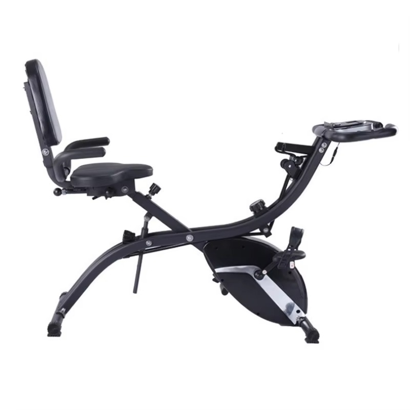 Exercise Bike Magnetic Resistance - จักรยานออกกำลังกายแบบพับได้สำหรับใช้ในบ้าน หน้าจอ LCD ใช้พลังงานจากแบตเตอรี่ ปรับแรงต้านได้ ระบบแม่เหล็กลอยตัว