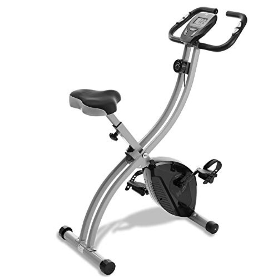 Exercise Bike Magnetic Resistance - จักรยานปั่นออกกำลังกายในร่ม - จักรยานออกกำลังกายแบบพับได้พร้อมระบบต้านแรงด้วยแม่เหล็ก โครงเหล็ก สีดำ ประหยัดพื้นที่