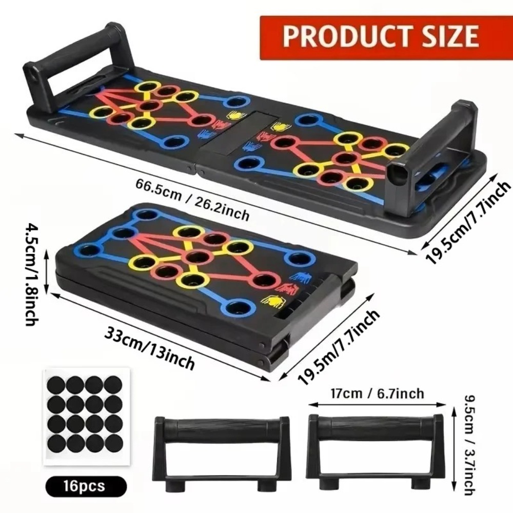 Push Up Board Foldable Multi Function - ชุดบอร์ดวิดพื้นอเนกประสงค์แบบพกพาพร้อมที่จับ อุปกรณ์ออกกำลังกายแบบพับได้สำหรับการฝึกกล้ามเนื้อหน้าอก หน้าท้อง แขน และหลัง..