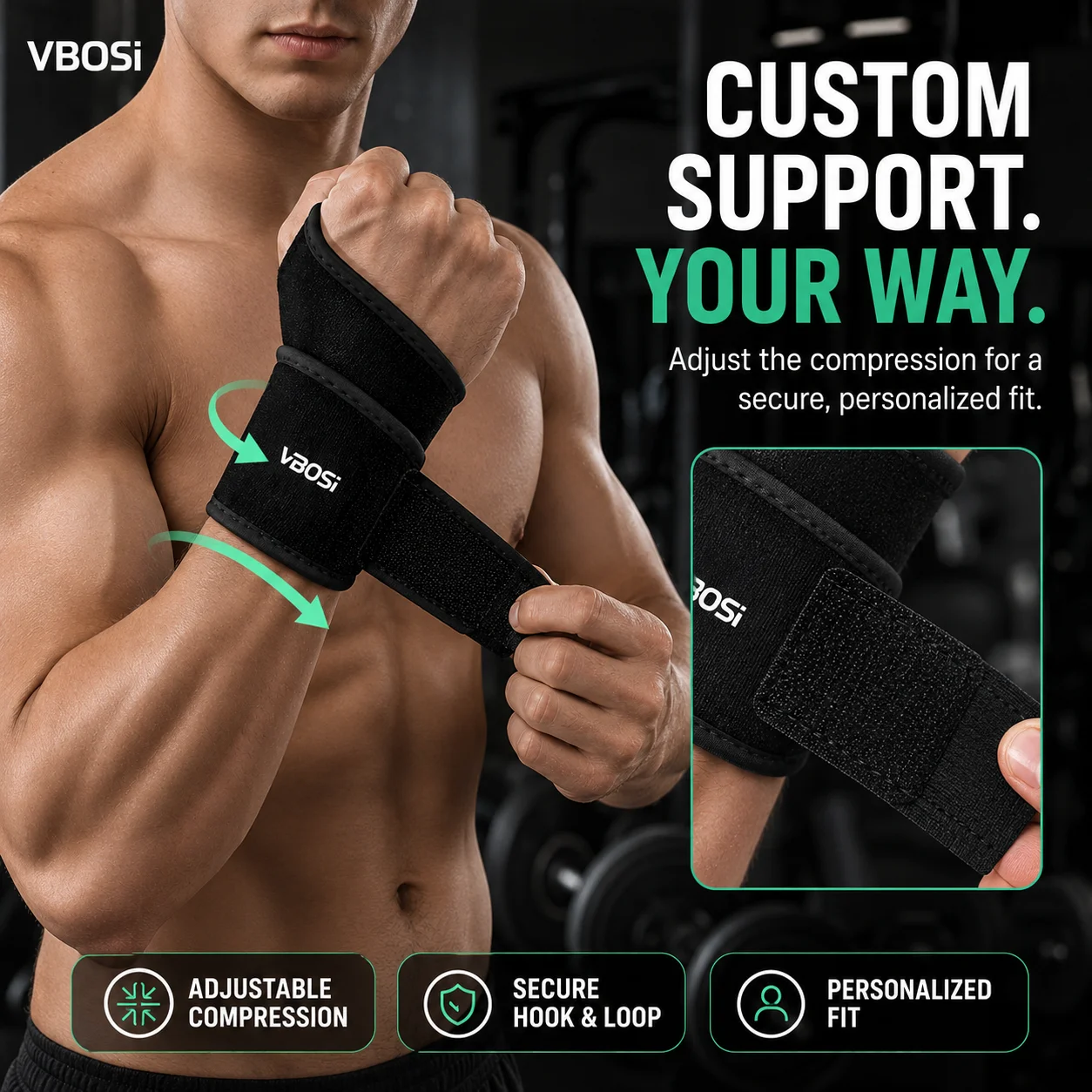 VBSOi อุปกรณ์พยุงข้อมือแบบปรับ - Wrist Wraps Weightlifting Support บทวิจารณ์และราคา