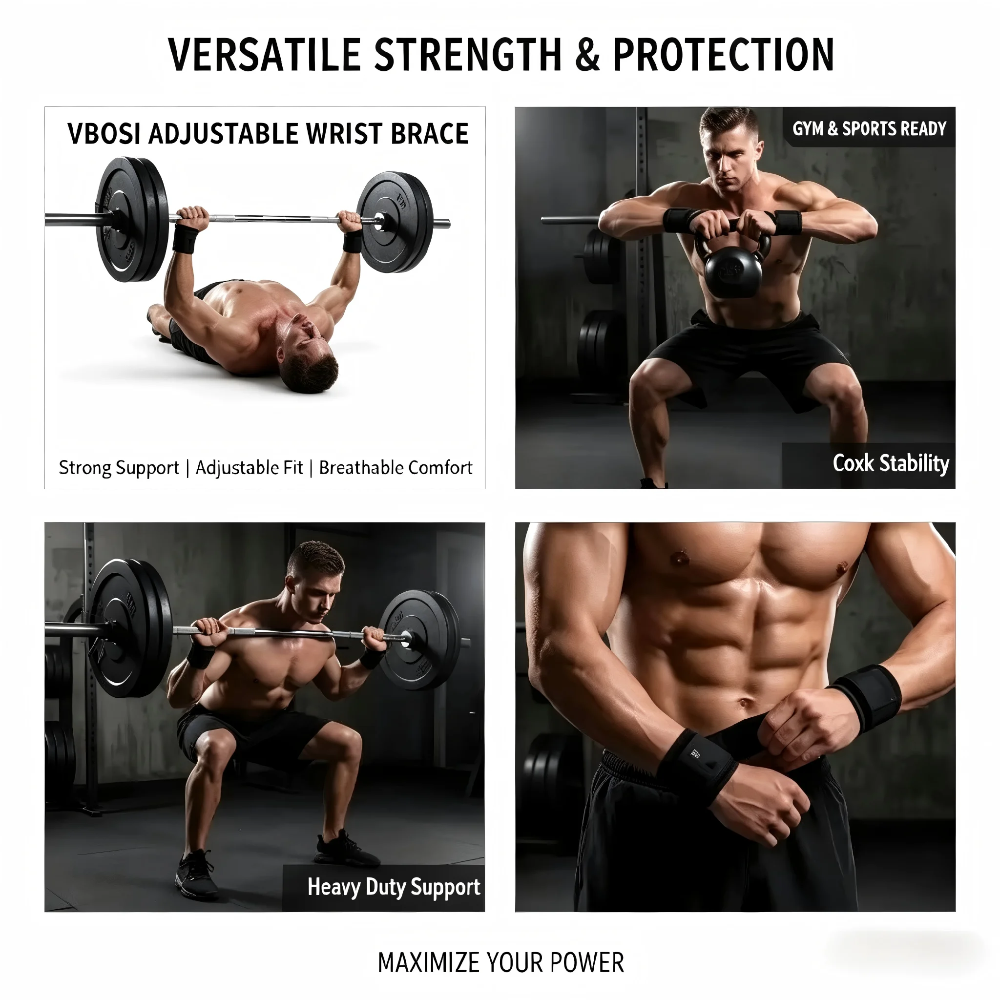 สายรัดข้อมือระบายอากาศสำหรับยก - Wrist Wraps Weightlifting Support บทวิจารณ์และราคา
