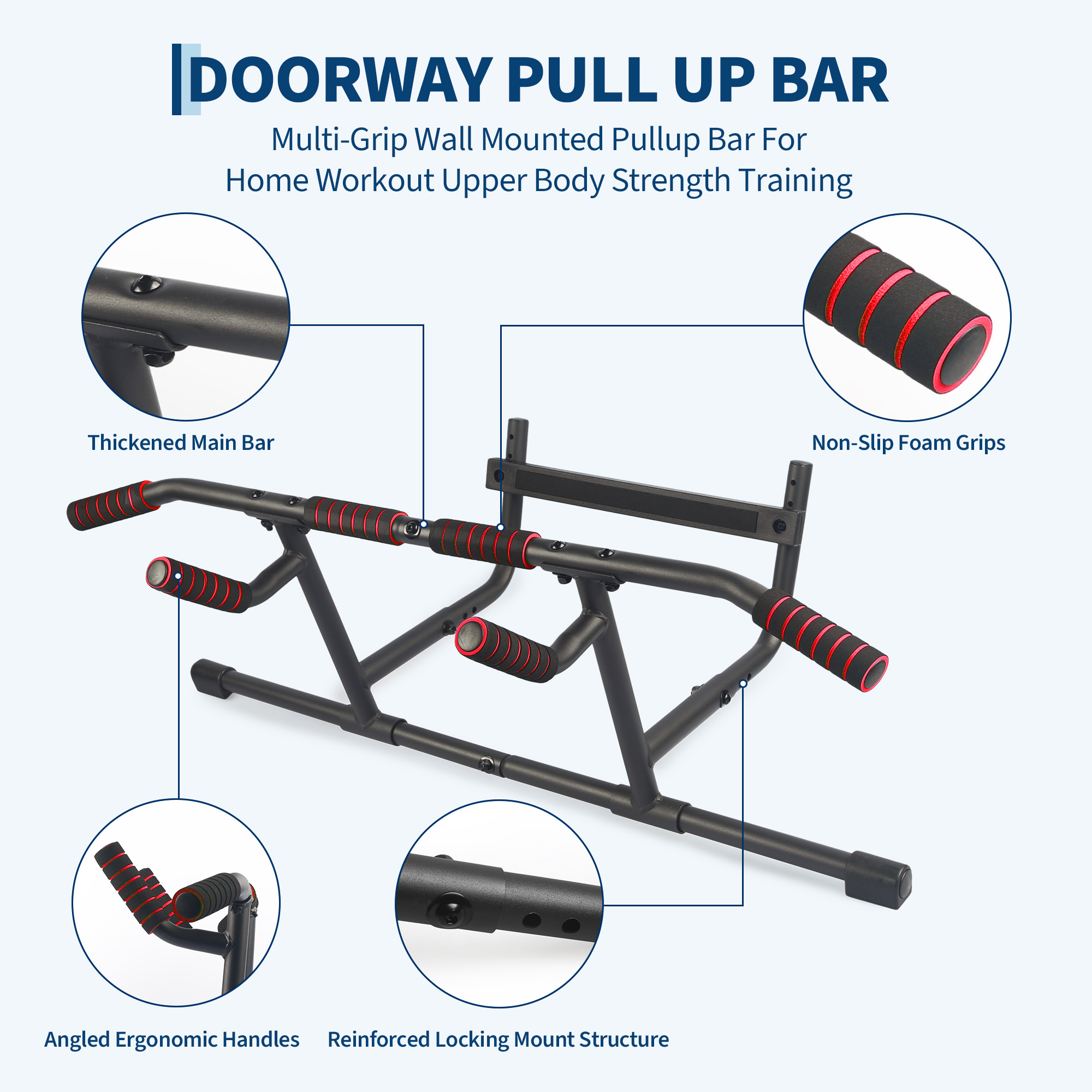 บาร์โหนปรับระดับได้สำหรับติดตั - Door Pull Up Bar No Screw บทวิจารณ์และราคา